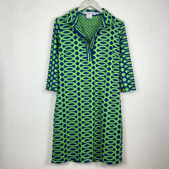 Gretchen Scott Designs Green and Blue Patterned Dress - Picture 2 of 15